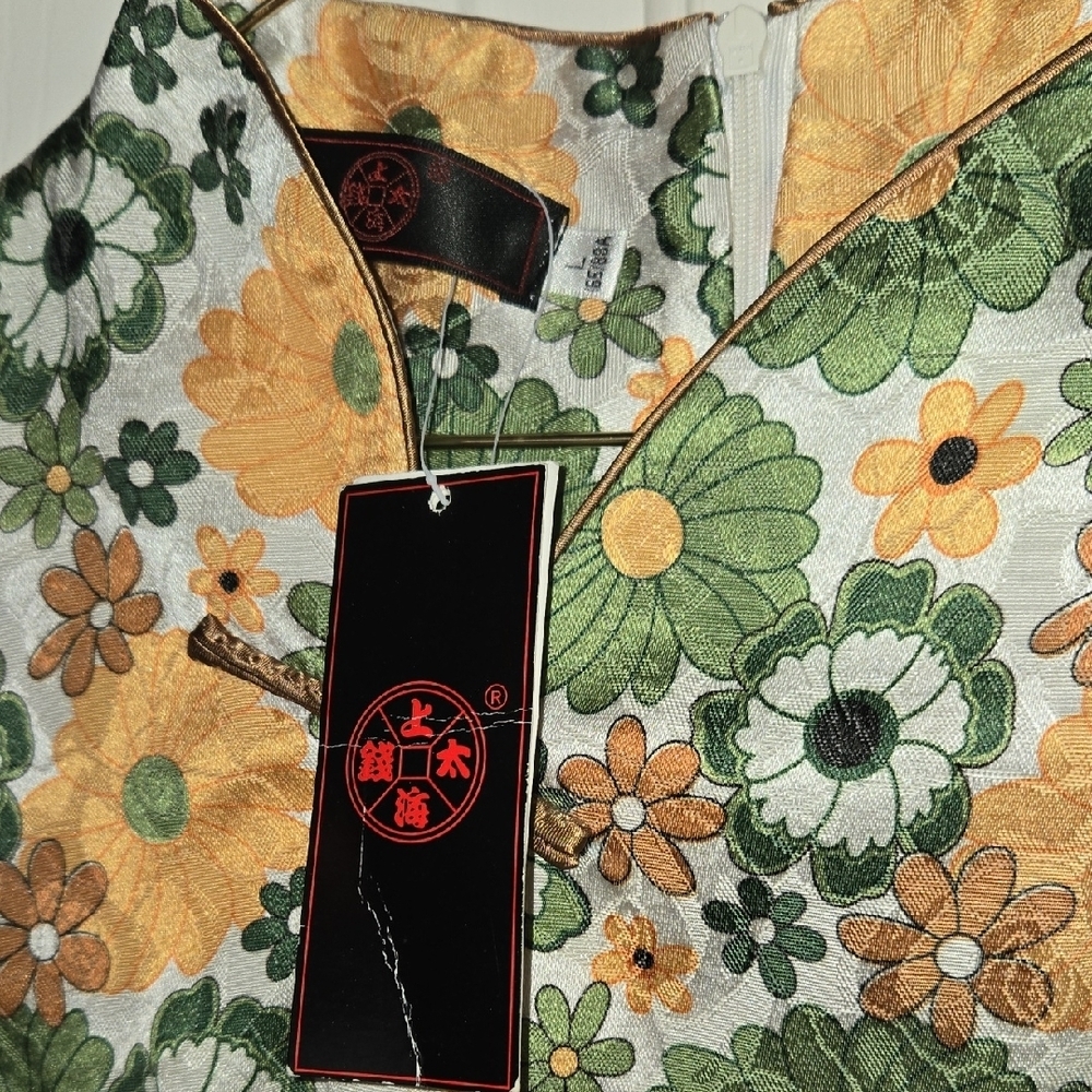 NW JAPANESE TAGS L KIMONO BEAUTIFUL CRAFTSMANSHIP tied knotting front/zip back - Picture 8 of 15